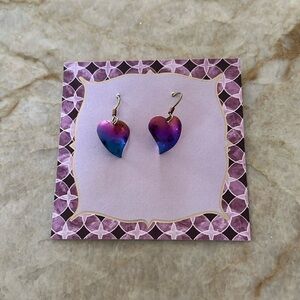Holly Yashi Vintage Elegant Niobium Blue and Purple Leaf Design Gold Earrings